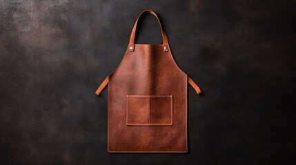 Brown leather apron on dark background