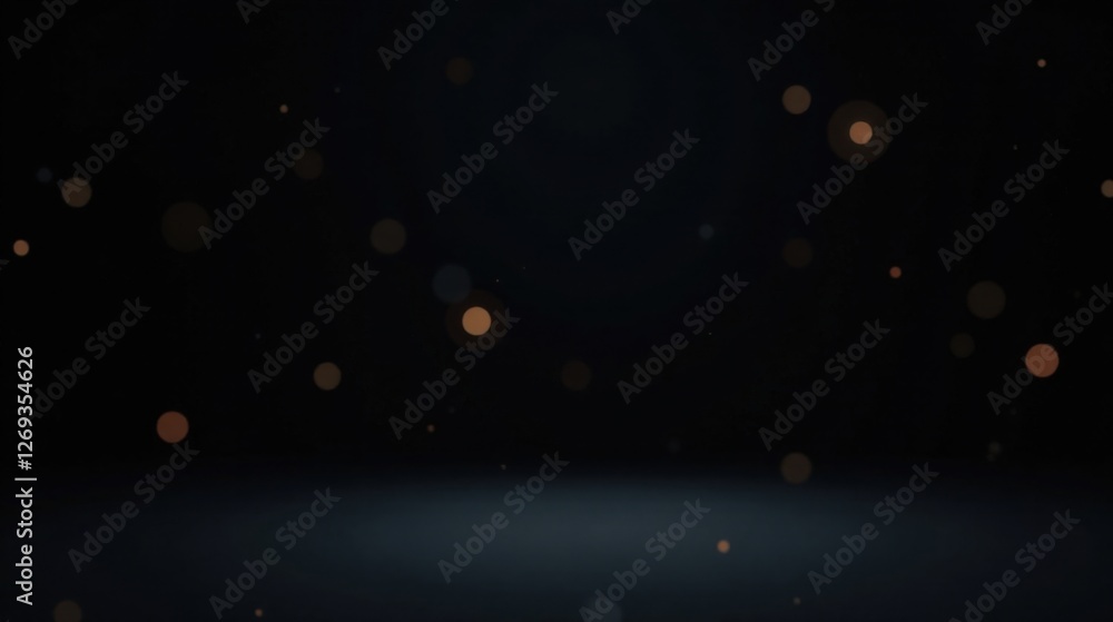 Poster Abstract Dark Background with Floating Orange and Brown Lights, Ideal for Overlay or Background Use