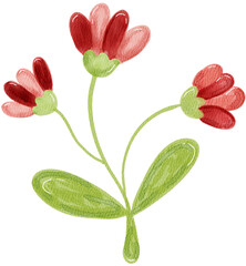 cute red and pink flower watercolor art clip art for decoration