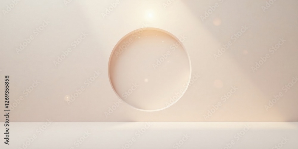 Poster Subtle Illumination A Minimalist Studio Backdrop Featuring a Circular Recessed Panel and Soft Lighting