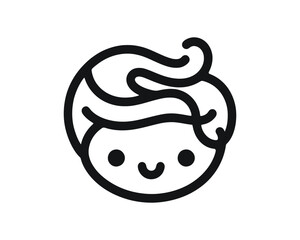 Minimal line art cartoon outline logo design vector illustration.