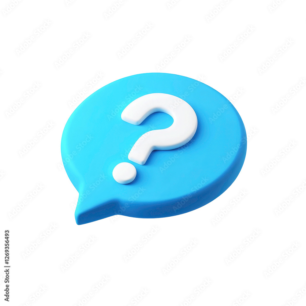 Poster 3d rendered question mark on speech bubble isolated on transparent background