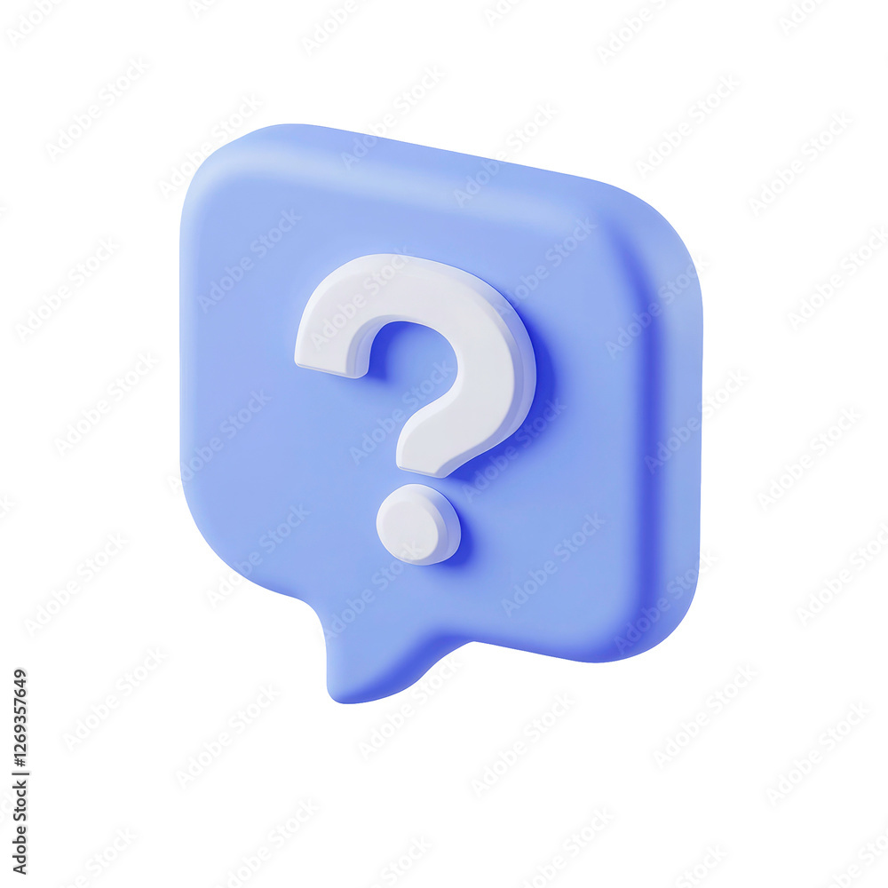 Poster 3d rendered question mark on speech bubble isolated on transparent background