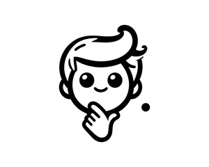 Minimal line art funny cartoon outline logo design vector illustration.