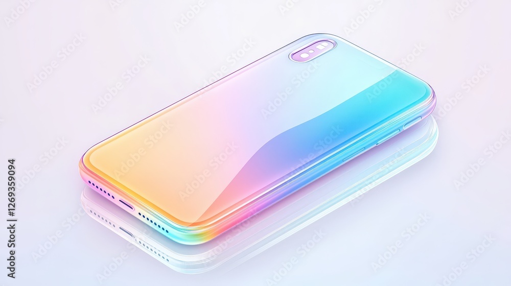 Poster a 3d cell phone line icon with a clean gradient design. placed on a pure white background, this imag