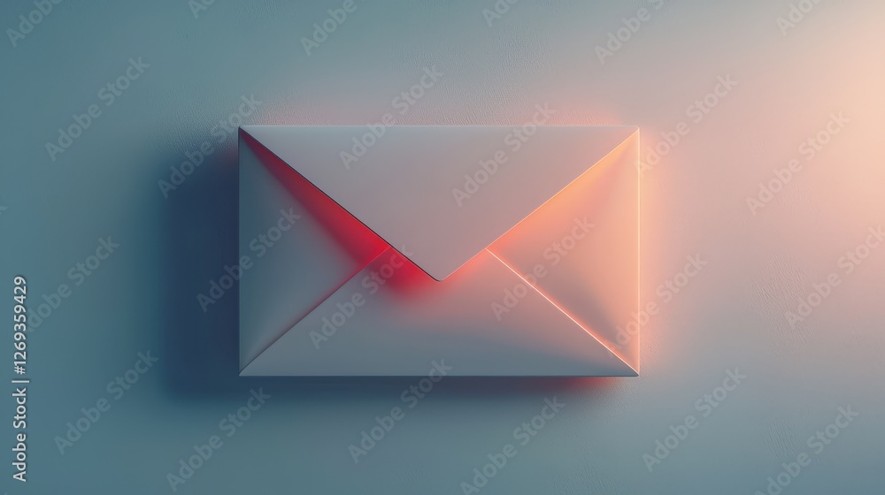 Poster a 3d icon of an email envelope, designed with a subtle gradient finish that adds dimension and moder