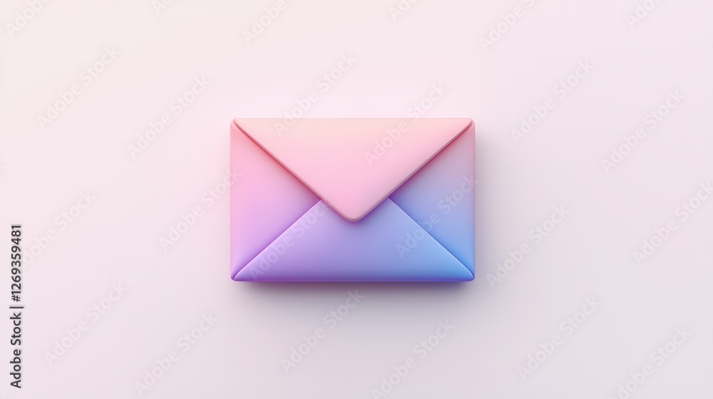 Poster a 3d icon of an email envelope, designed with a subtle gradient finish that adds dimension and moder