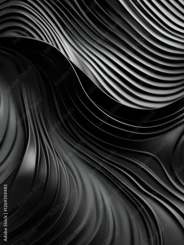 Poster creative black lines and curves background. 3d rendering