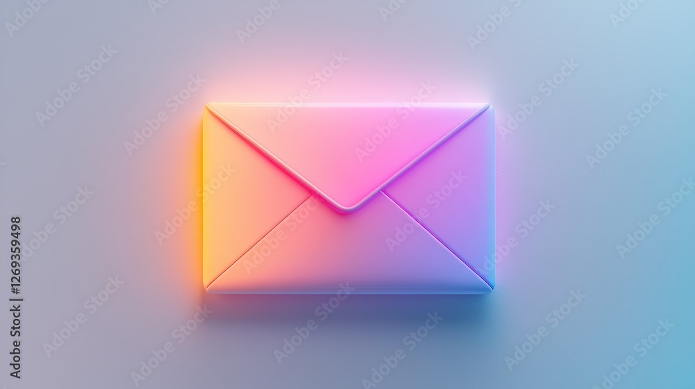 Poster a 3d icon of an email envelope, designed with a subtle gradient finish that adds dimension and moder