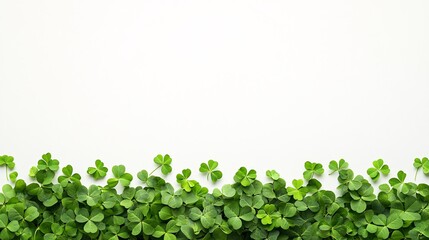 Fresh green clover leaves on white background