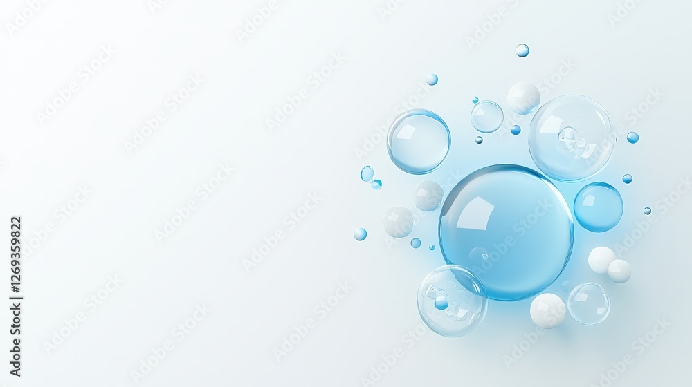 Poster a 3d minimal gradient design featuring a blue circle communication dialogue banner with points, illu