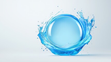 A 3D minimal gradient design featuring a blue circle with communication dialogue points and a speech message box, with positive energy and clarity, against a white background, captured in