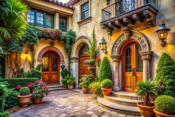 Fototapeta premium Vintage Style Luxury Eclectic Architecture Exterior - Grand Estate Mansion