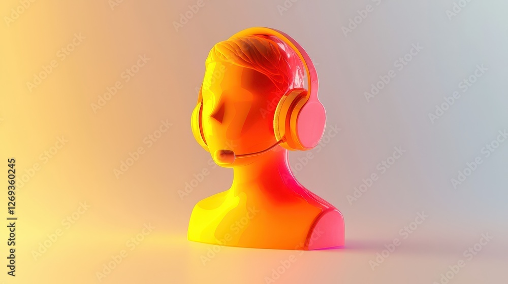 Poster a 3d rendering of a customer service line icon, featuring a subtle gradient that enhances its profes