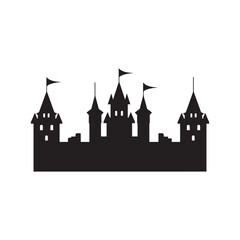 Simple Medieval Fortress Silhouette in Black and White