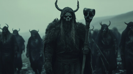 Fototapeta premium Norse undead draugr, undead warrior - a terrifying Viking revenant for dark fantasy, mythology, and horror themed projects