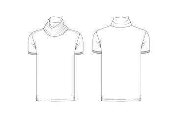Men High neck t-shirt Flat sketch