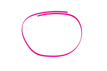 Red circle pen draw. Highlight hand drawn circle isolated on white background. Handwritten red circle. For marker pen, pencil, logo and text check. Vector illustration