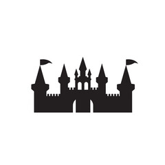 Obraz premium Simple Medieval Fortress Silhouette in Black and White