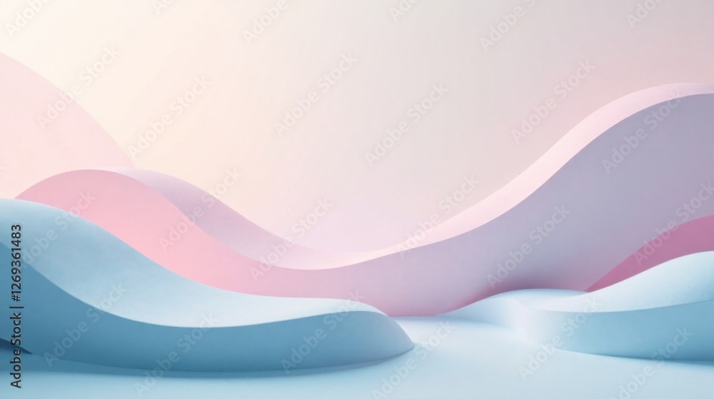 Poster serene pastel waves abstract background of soft hues and gentle curves ideal for minimalist designs 