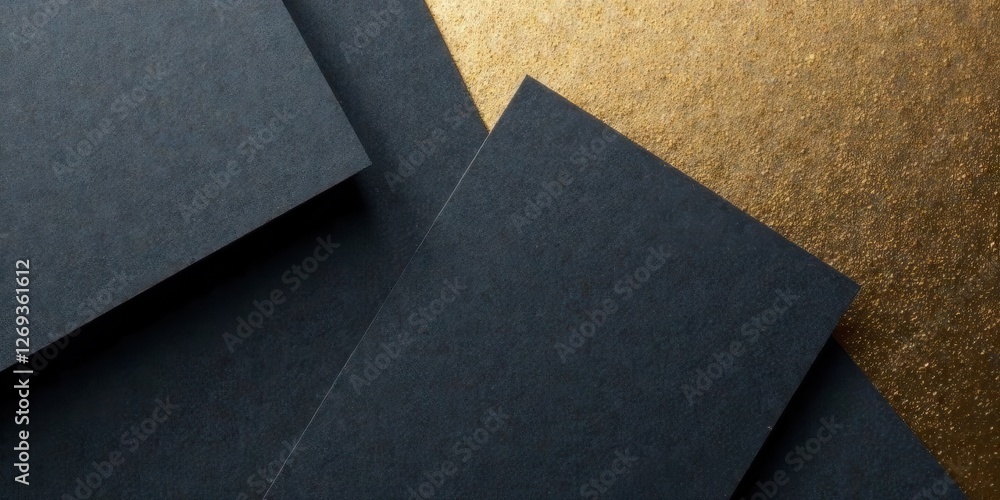 Poster Abstract Dark Gray and Gold Textured Paper Background Featuring Overlapping Shapes and Subtle Light Reflection