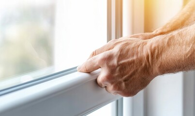 Naklejka premium Installing Window Trim for Precise Fit