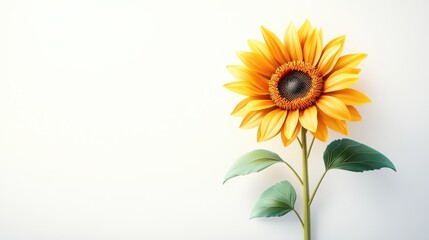 Fototapeta premium A dreamy 3D anime-style flower icon, featuring a delicate sunflower with smooth textures and soft gradient hues, set against a clean white background for a cheerful and lighthearted composition.