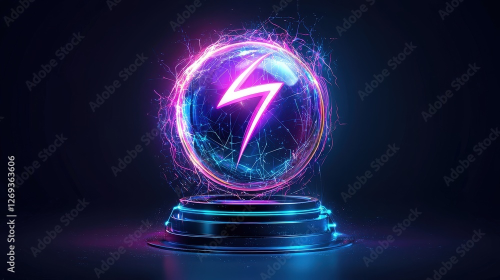 Poster a high-quality 3d energy icon with minimal gradient shading, showcasing a dynamic and modern electri