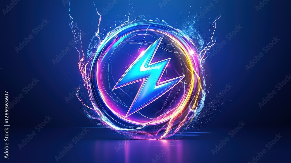 Poster a high-quality 3d energy icon with minimal gradient shading, showcasing a dynamic and modern electri