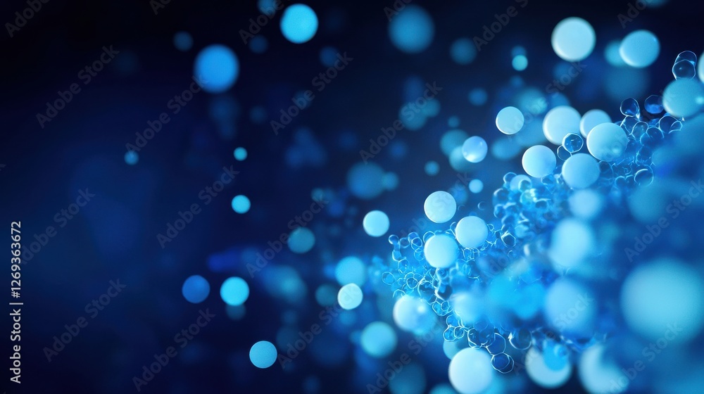 Poster a vibrant, abstract background featuring a multitude of blue orbs, creating a sense of depth and mot