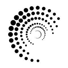 Halftone dotted speed lines circle. Geometric art in circle form. Round swirl movement symbol. Halftone circular dotted frame. Vector design elements
