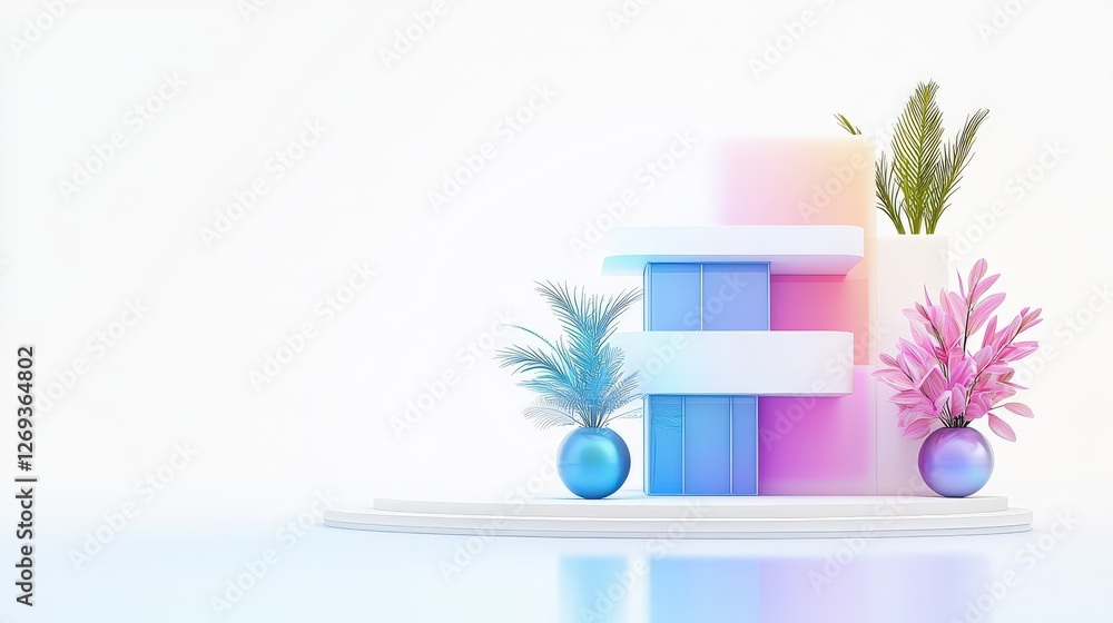 Poster a minimalist 3d condo icon with a subtle gradient effect, placed on a white backdrop. perfect for re