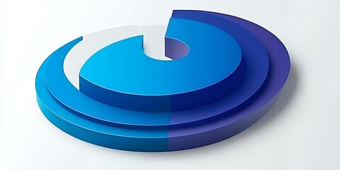 Abstract 3D Circular Graphic Design Element Blue Purple White Layers