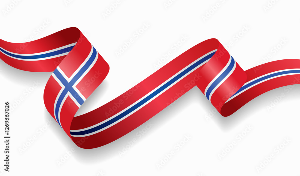 Wall mural Norwegian flag wavy abstract background. Vector illustration.