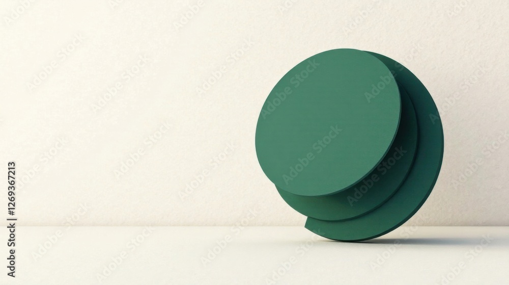 Poster Abstract Green Circular Forms on a Neutral Background A Modern Minimalist Design Element