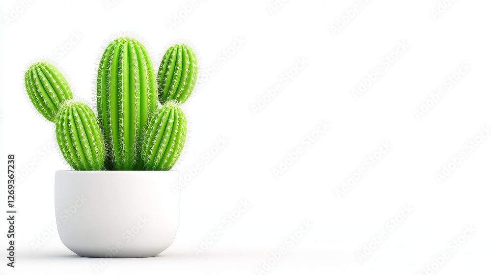 Poster a premium 3d cactus icon with a smooth gradient effect, representing a simple yet elegant desert pla