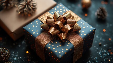 Opened gift box with elegant gift voucher inside featuring festive celebration elements