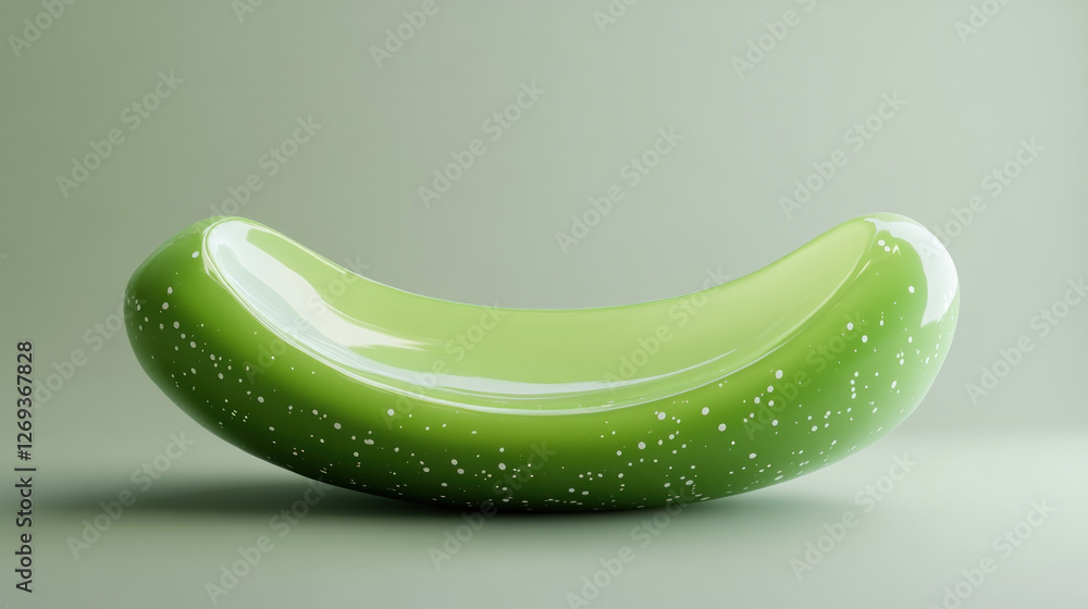 Poster abstract green curved shape object on plain background. possible use product design illustration