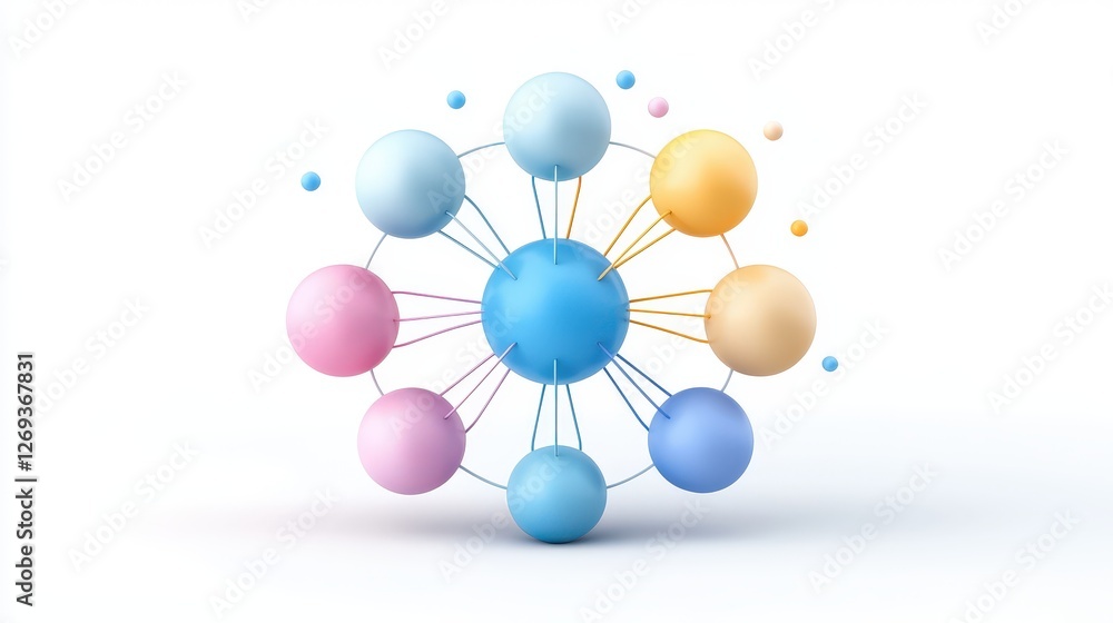 Poster a professional 3d business flat icon with a clean gradient finish, representing networking and succe