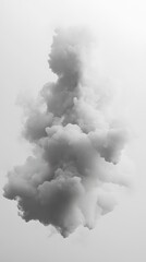Dense Gray Smoke Cloud Rising Upward With Textured Shapes And Forms Against A Light Background