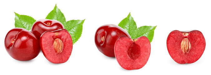 red cherry fruit isolated on white background. clipping path