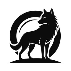Obraz premium Wolf icon logo black silhouette vector illustration