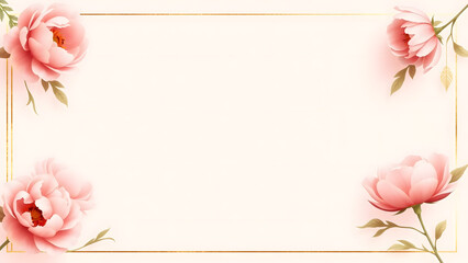 Elegant Blush Pink Border with Peonies and Gold Accents for Feminine Designs