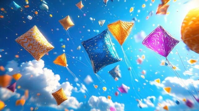 Colorful kites soaring high in celebration of Makar Sankranti festival