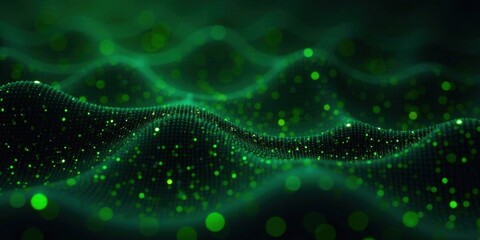 Emerald Green Abstract Particle Wave Background A Visually Stunning Digital Art Piece