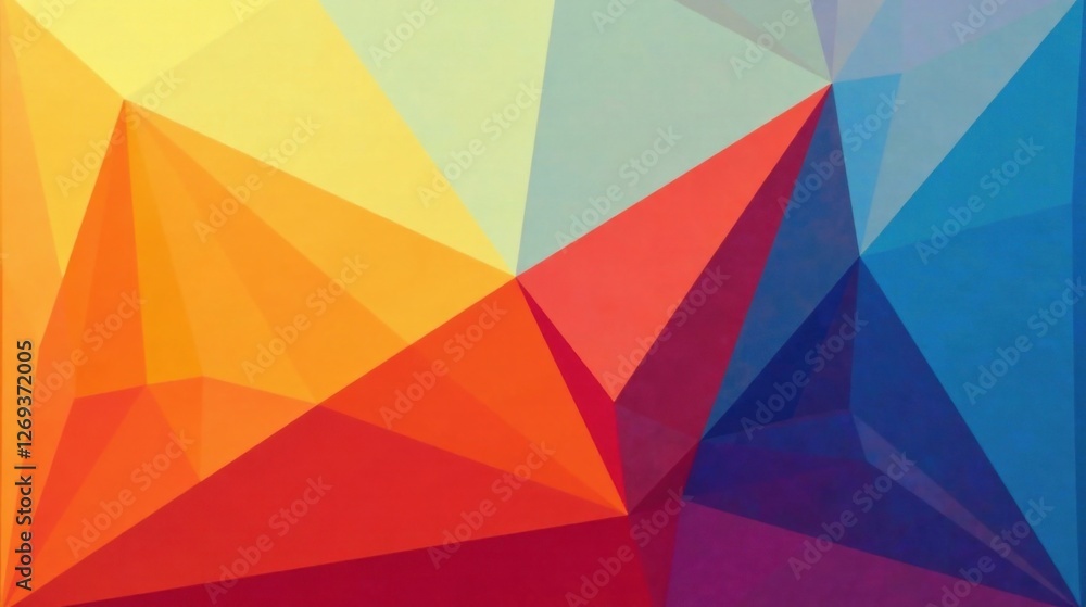 Aufkleber Vibrant Abstract Geometric Composition Featuring a Multitude of Interlocking Triangles in a Spectrum of Bold Hues, Creating a Dynamic and Visually Striking Design