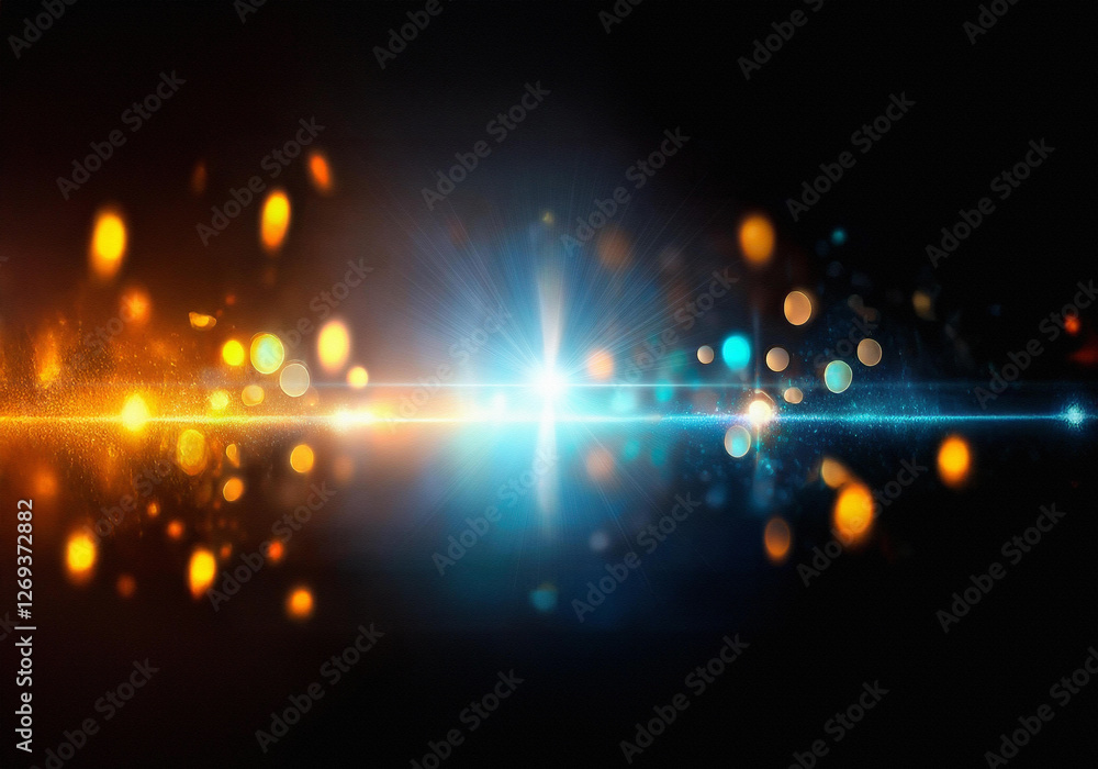 Leinwandbilder abstract background with a horizontal line of bright light, dividing the image into two sections, on