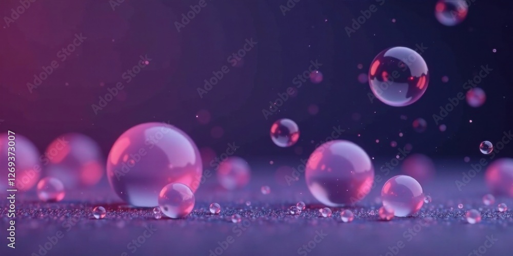 Aufkleber floating spheres in a purple haze an abstract composition of glowing orb-like objects on a shimmerin