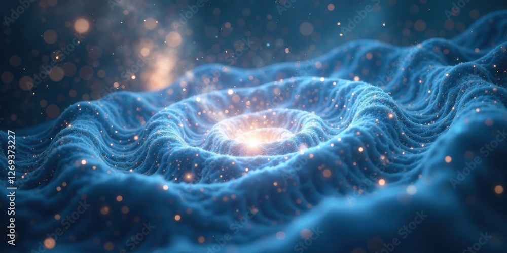 Aufkleber abstract blue energy vortex with glimmering particles and luminous core