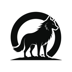 Fototapeta premium Wolf icon logo black silhouette vector illustration